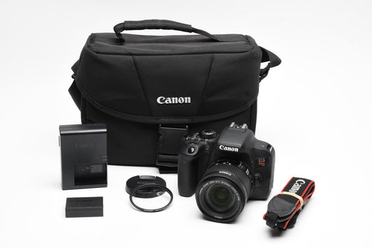 Canon Rebel T7i DSLR w/18-55mm f4-5.6 IS STM, Batt+charger+case 18K Acts