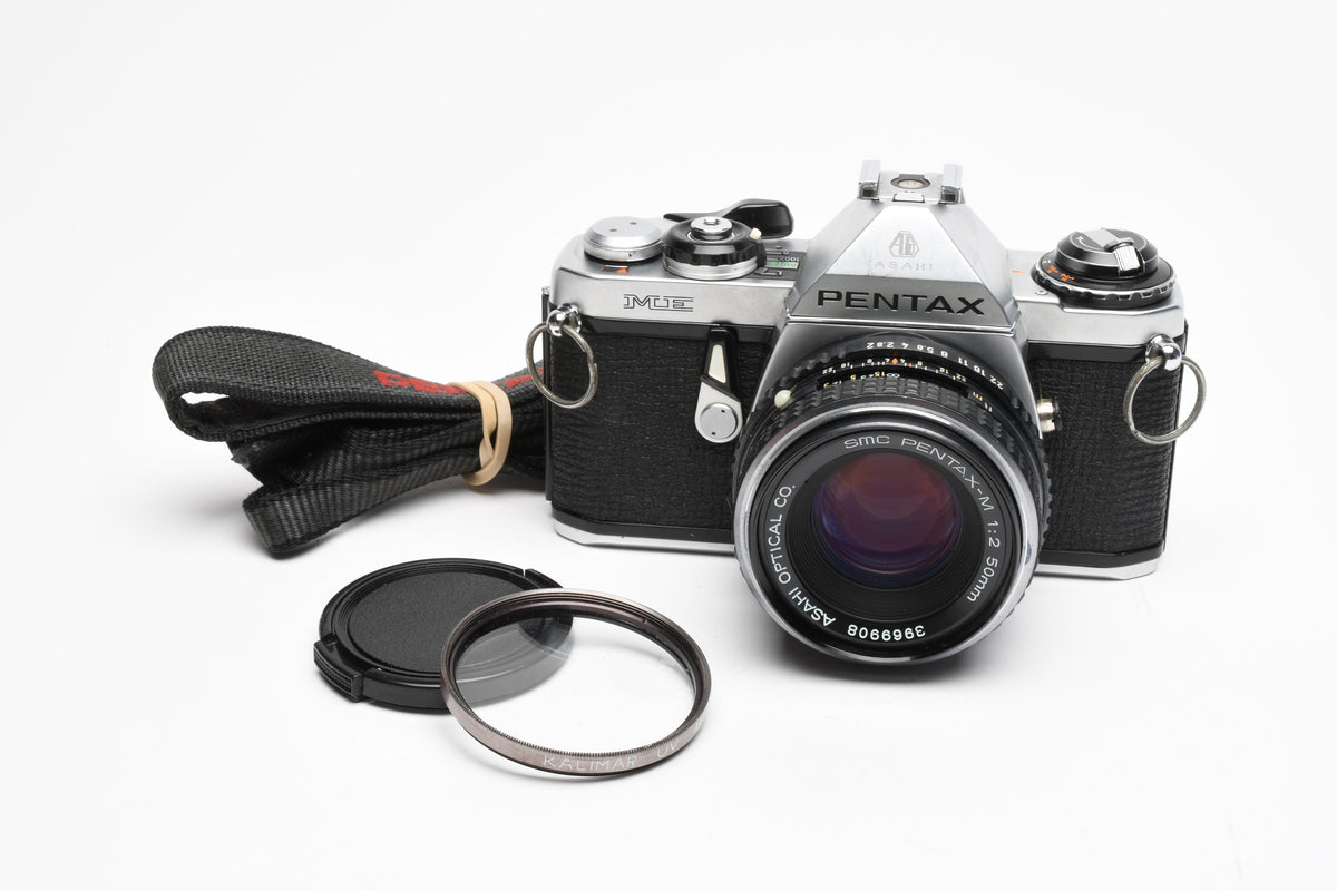 Pentax ME 35mm SLR w/50mm f2 lens, new seals, tested, accurate, nice!