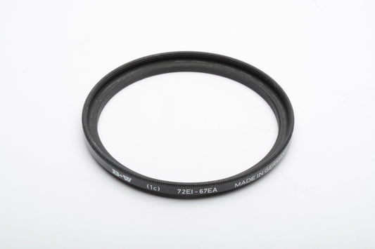 B+W 72mm to 67mm step down adapter ring 72EI-67EA, New