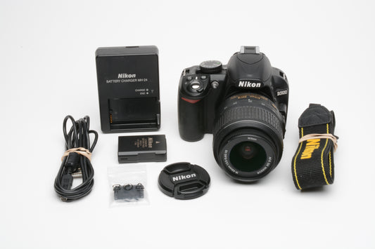 Nikon D3100 DSLR w/Nikkor AFS 18-55mm f3.5-5.6G VR, batt+charger+strap 541 Acts!