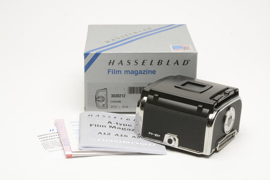 Hasselbald A12 6x6 Film magazine back V4 Boxed, Mint, DS, Papers