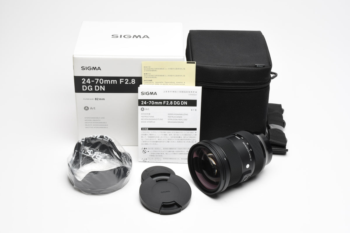 Sigma AF 24-70mm f2.8 DG DN Art Lens Sony E Mount, Caps, Hood, Case, Box, USA