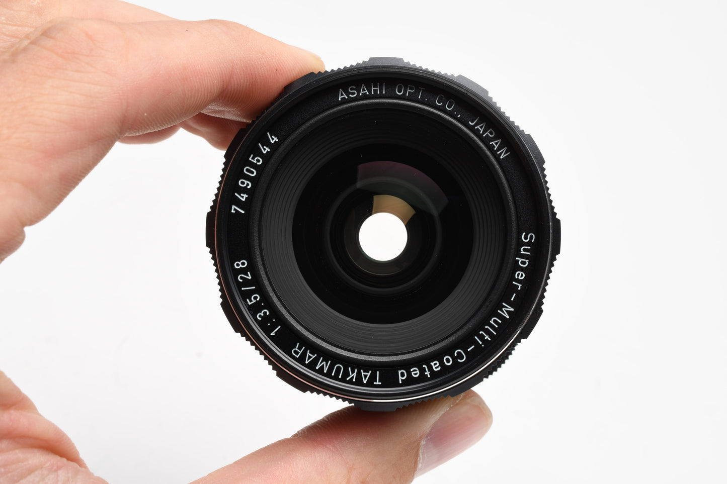 Pentax Super MC Takumar 28mm f3.5 M42 mount lens, caps, case, hood, Mint-