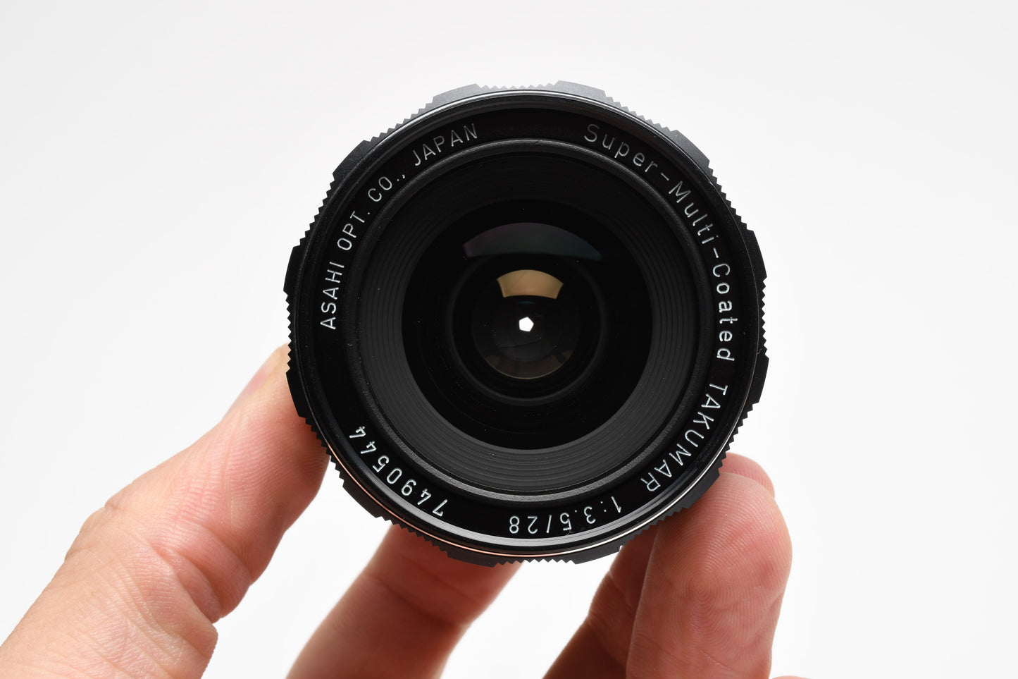 Pentax Super MC Takumar 28mm f3.5 M42 mount lens, caps, case, hood, Mint-