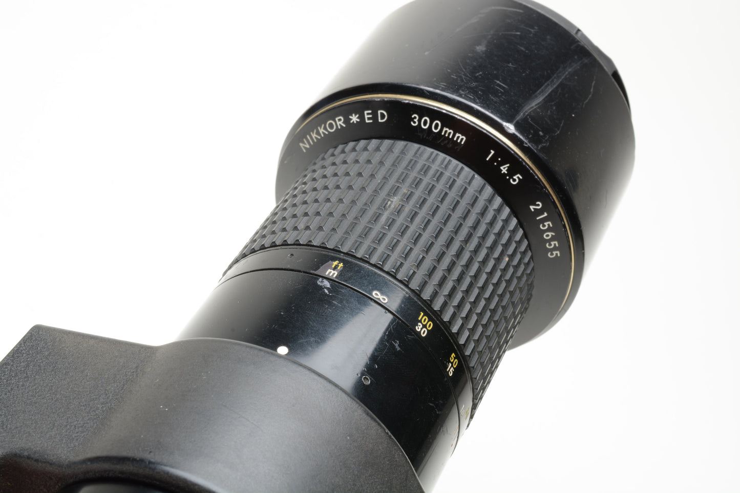 Nikon Nikkor MF 300mm f4.5 ED IF AIS telephoto lens, caps, well used, still great