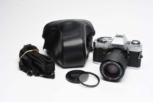 Minolta X370 35mm SLR w/35-75mm zoom, case, strap, tested