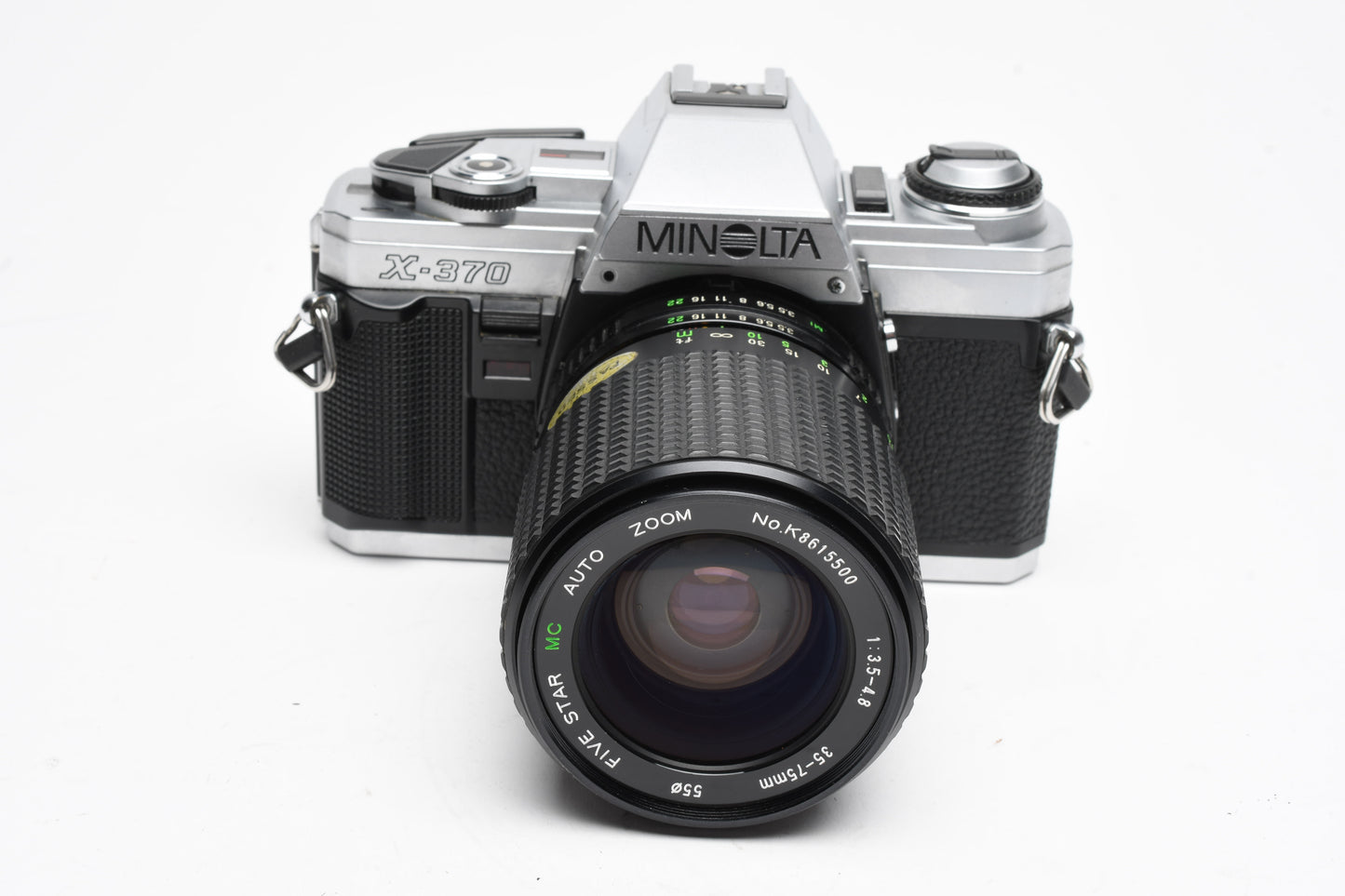 Minolta X370 35mm SLR w/35-75mm zoom, case, strap, tested
