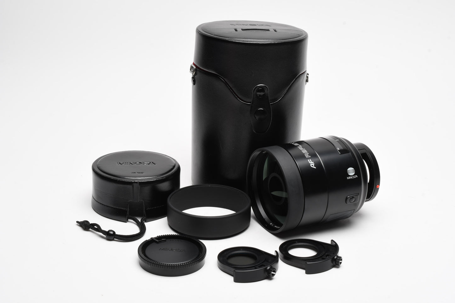 Minolta Maxxum AF 500mm F8 Reflex lens, UV+PL, case, Clean!