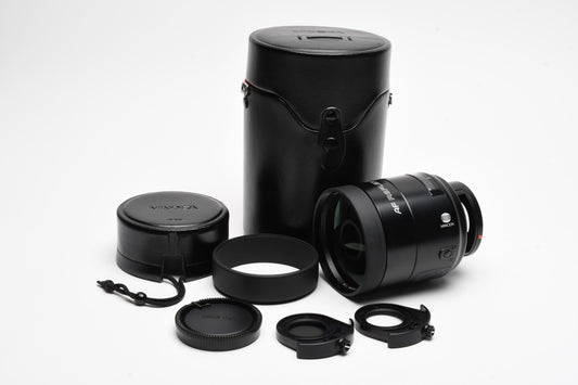 Minolta Maxxum AF 500mm F8 Reflex lens, UV+PL, case, Clean!