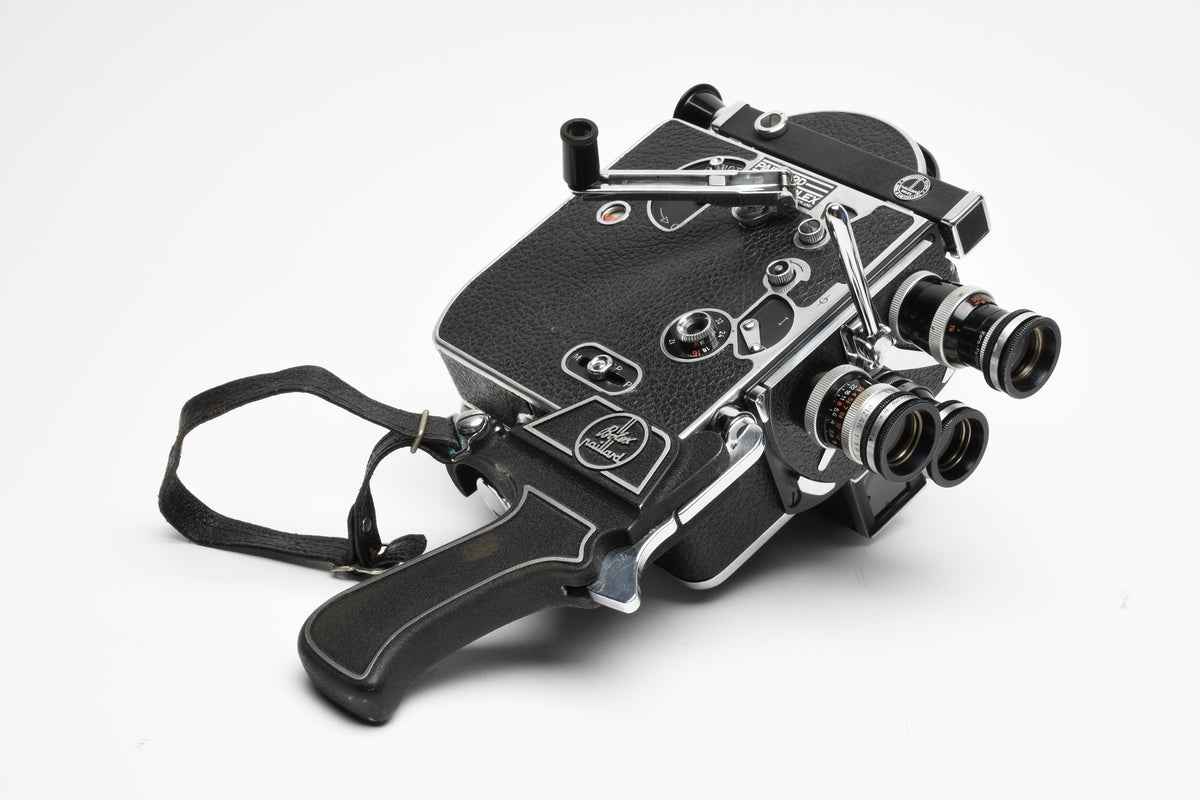 Bolex H16 camera w/3X Kern lenses, filters, Grip, Tested, Great!