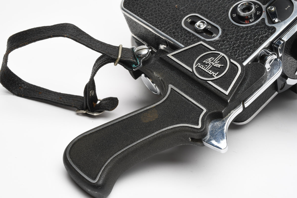 Bolex H16 camera w/3X Kern lenses, filters, Grip, Tested, Great!