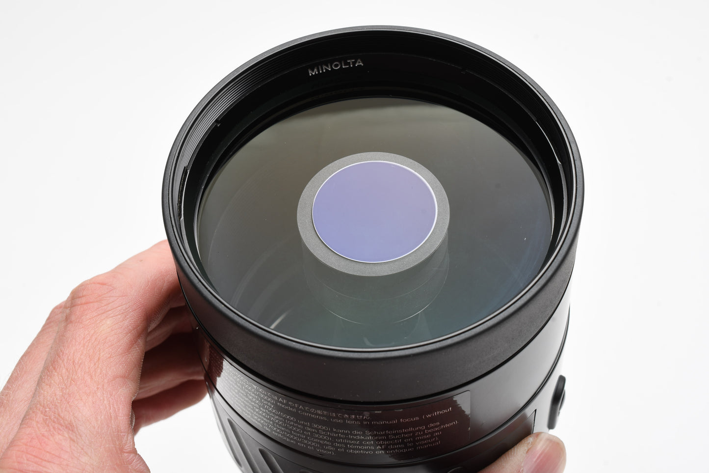 Minolta Maxxum AF 500mm F8 Reflex lens, UV+PL, case, Clean!