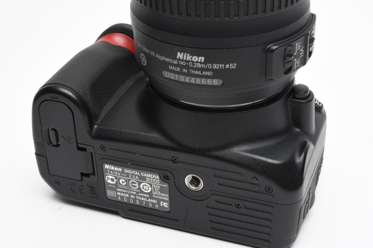 Nikon D3100 DSLR w/Nikkor AFS 18-55mm f3.5-5.6G VR, batt+charger 1834 Acts