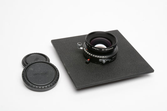 Nikon Nikkor W 150mm f5.6 Large format lens, caps + 5.5" lens board, very sharp, tested