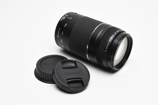 Canon EF 75-300mm f4-5.6 III Telephoto zoom, caps, Clean!
