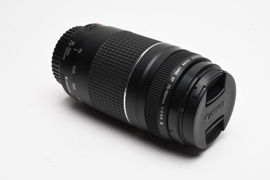 Canon EF 75-300mm f4-5.6 III Telephoto zoom, caps, Clean!