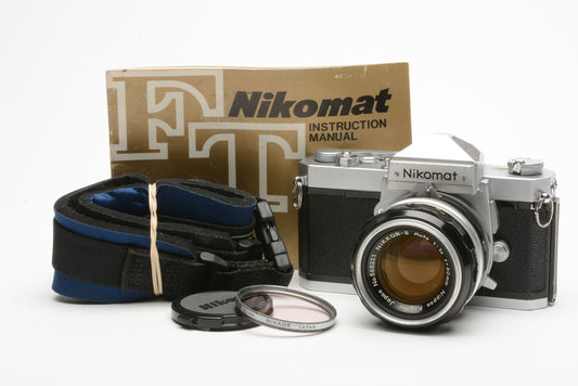 Nikon Nikomat FTN 35mm SLR w/50mm f/1.4, L1A filter, manual, tested