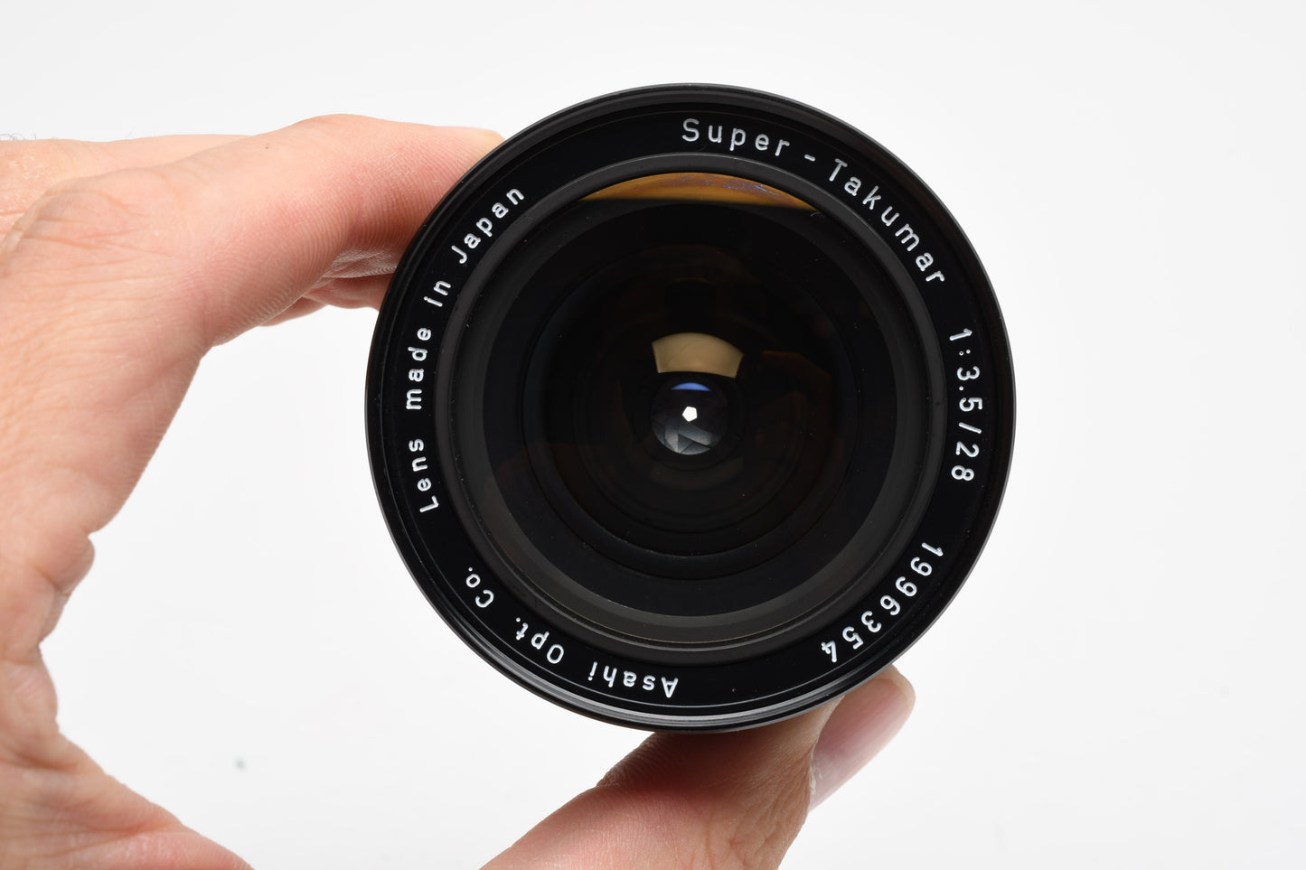 Pentax Super Takumar 28mm f3.5 "Fat" version M42 Mount lens, case, hood, caps, Mint