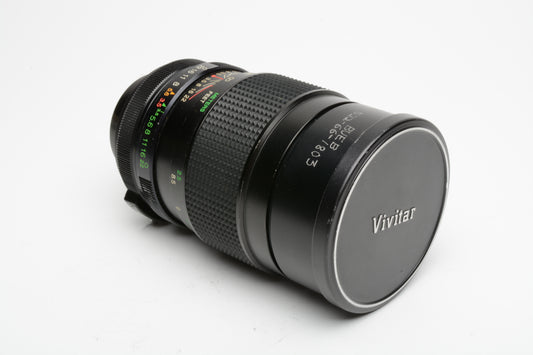 Vivitar 200mm f3.5 telephoto lens M42 mount, clean, nice glass, caps + case