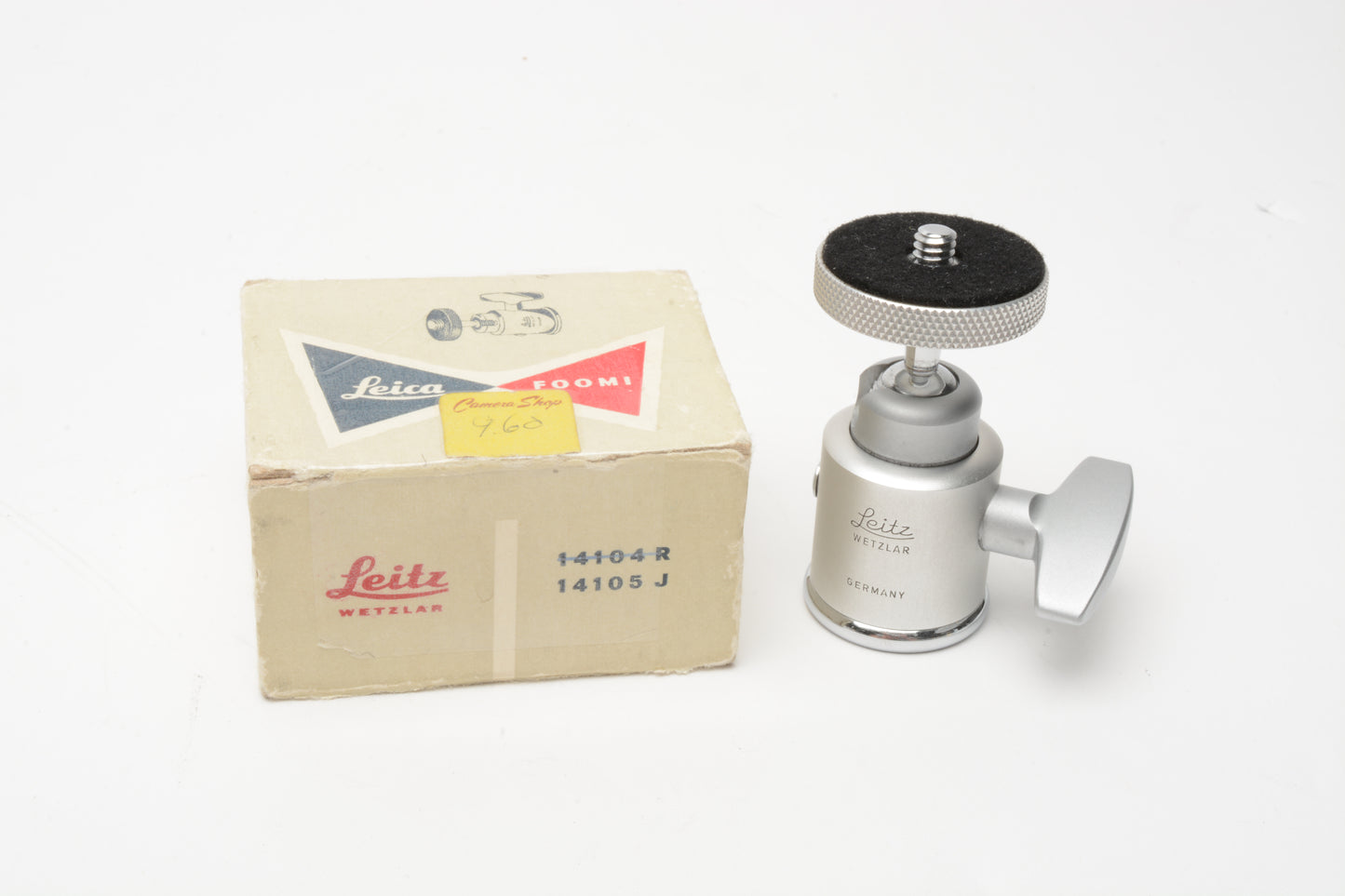 Leica Leitz FOOMI short ball and socked tripod head chrome 14105J, Mint, Boxed