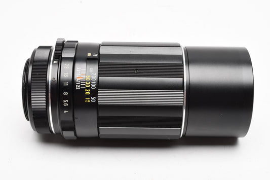 Asahi Super Takumar 200mm f4 M42 Mount lens, case, hood, caps, Mint-