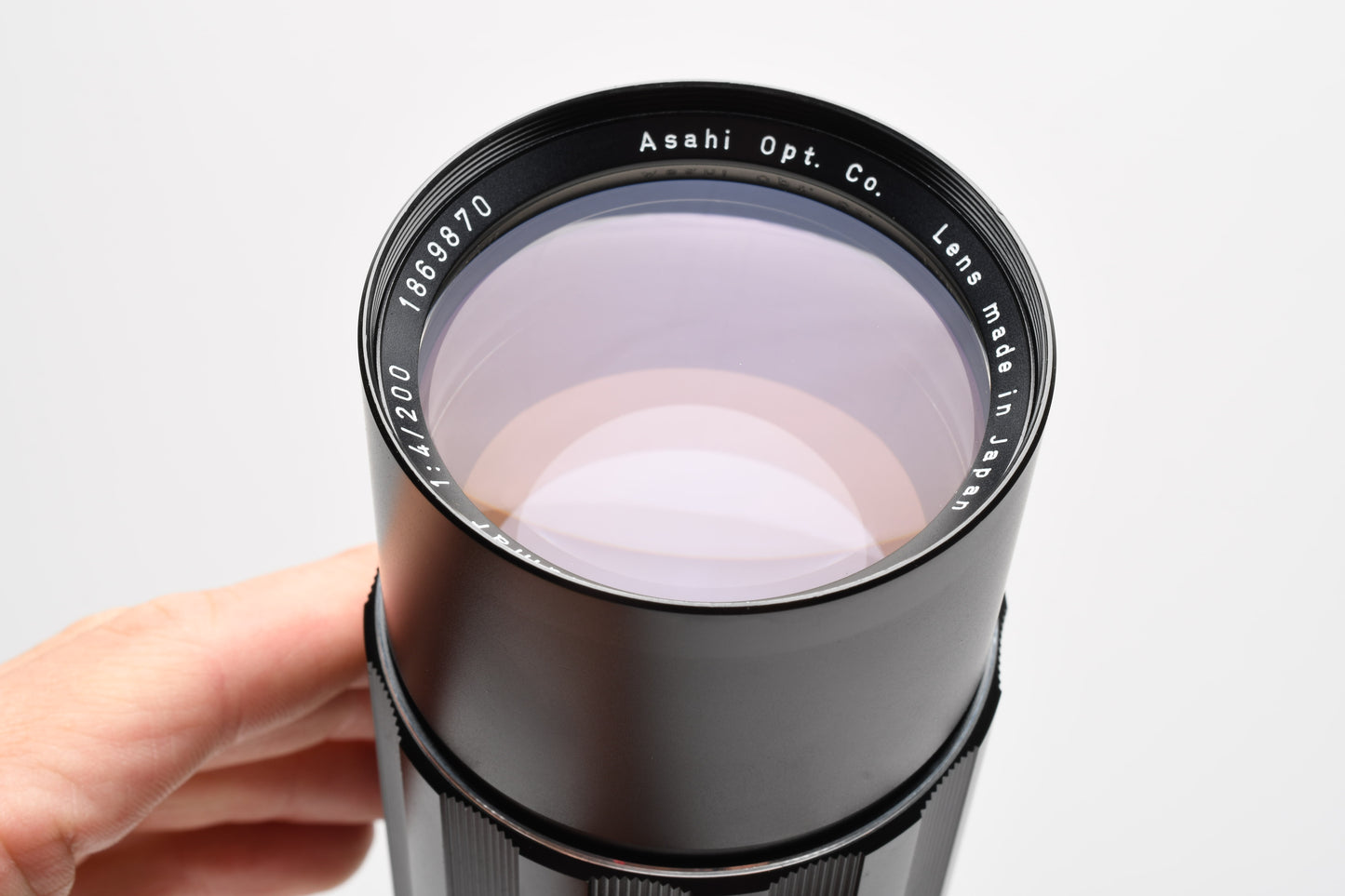 Asahi Super Takumar 200mm f4 M42 Mount lens, case, hood, caps, Mint-