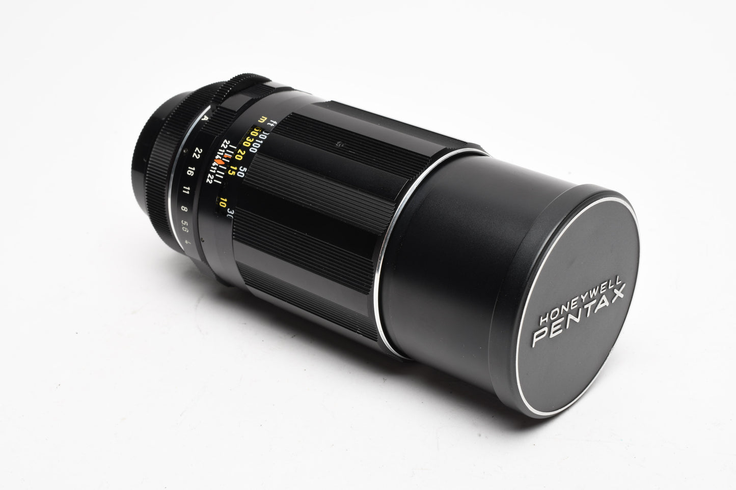 Asahi Super Takumar 200mm f4 M42 Mount lens, case, hood, caps, Mint-