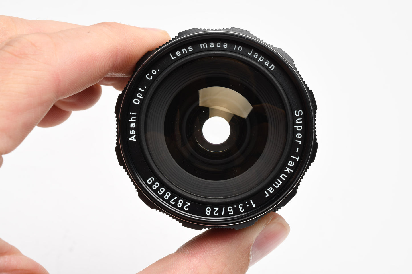 Super Takumar 28mm f3.5 M42 mount lens, caps, case, hood, Mint-