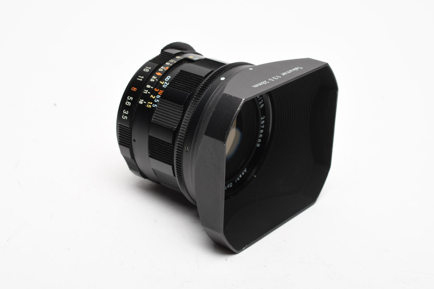Super Takumar 28mm f3.5 M42 mount lens, caps, case, hood, Mint-