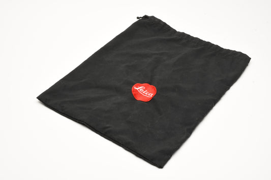 Leica 14x12" Cloth black sting tie bag w/Leica logo, Clean