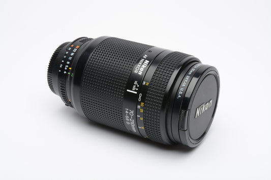 Nikon AF Nikkor 70-210mm F4-5.6D zoom lens, caps + UV filter