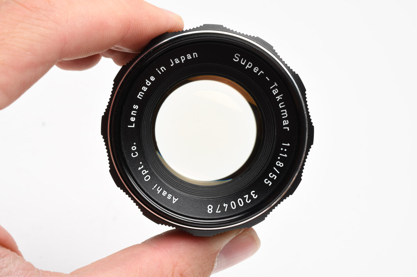 Pentax Super-Takumar 55mm f1.8 M42 mount lens, caps, case, Mint-