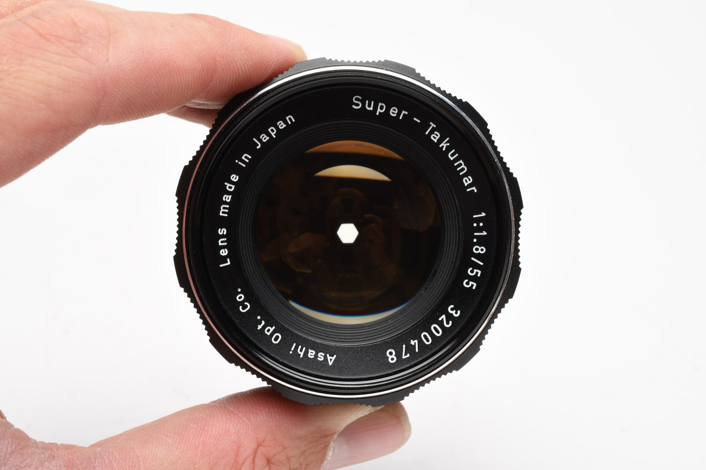 Pentax Super-Takumar 55mm f1.8 M42 mount lens, caps, case, Mint-