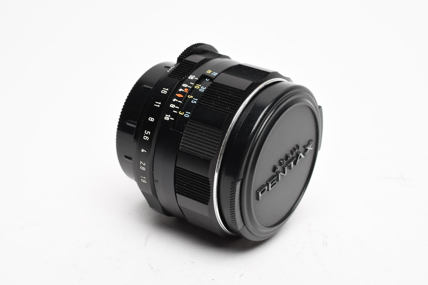 Pentax Super-Takumar 55mm f1.8 M42 mount lens, caps, case, Mint-