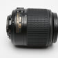 Nikon AFS Nikkor 55-200mm F4-5.6G ED DX VR zoom lens, caps, hood, UV,