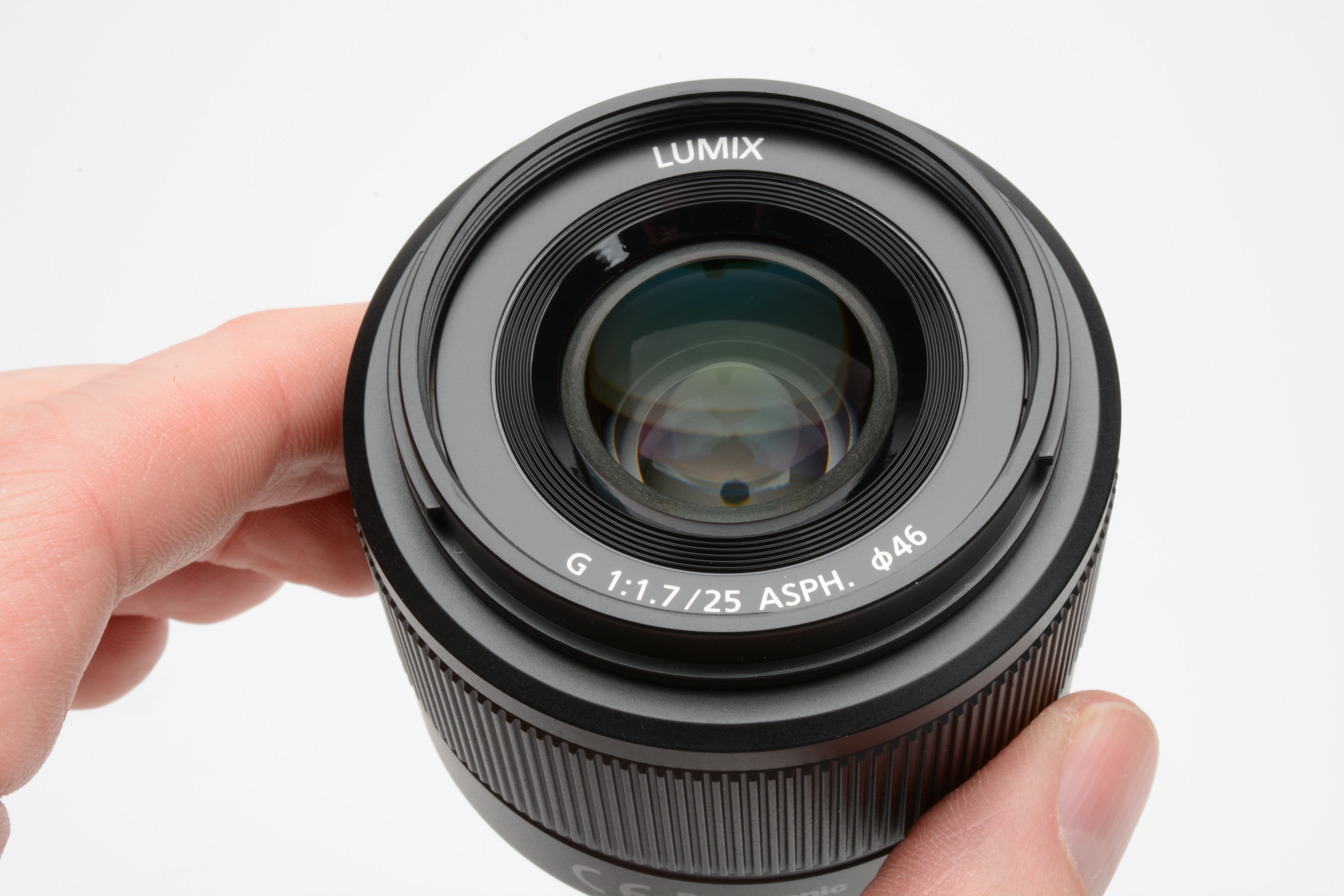 Panasonic Lumix G 25mm F1.7 Aspherical lens, H-H025, caps+hood