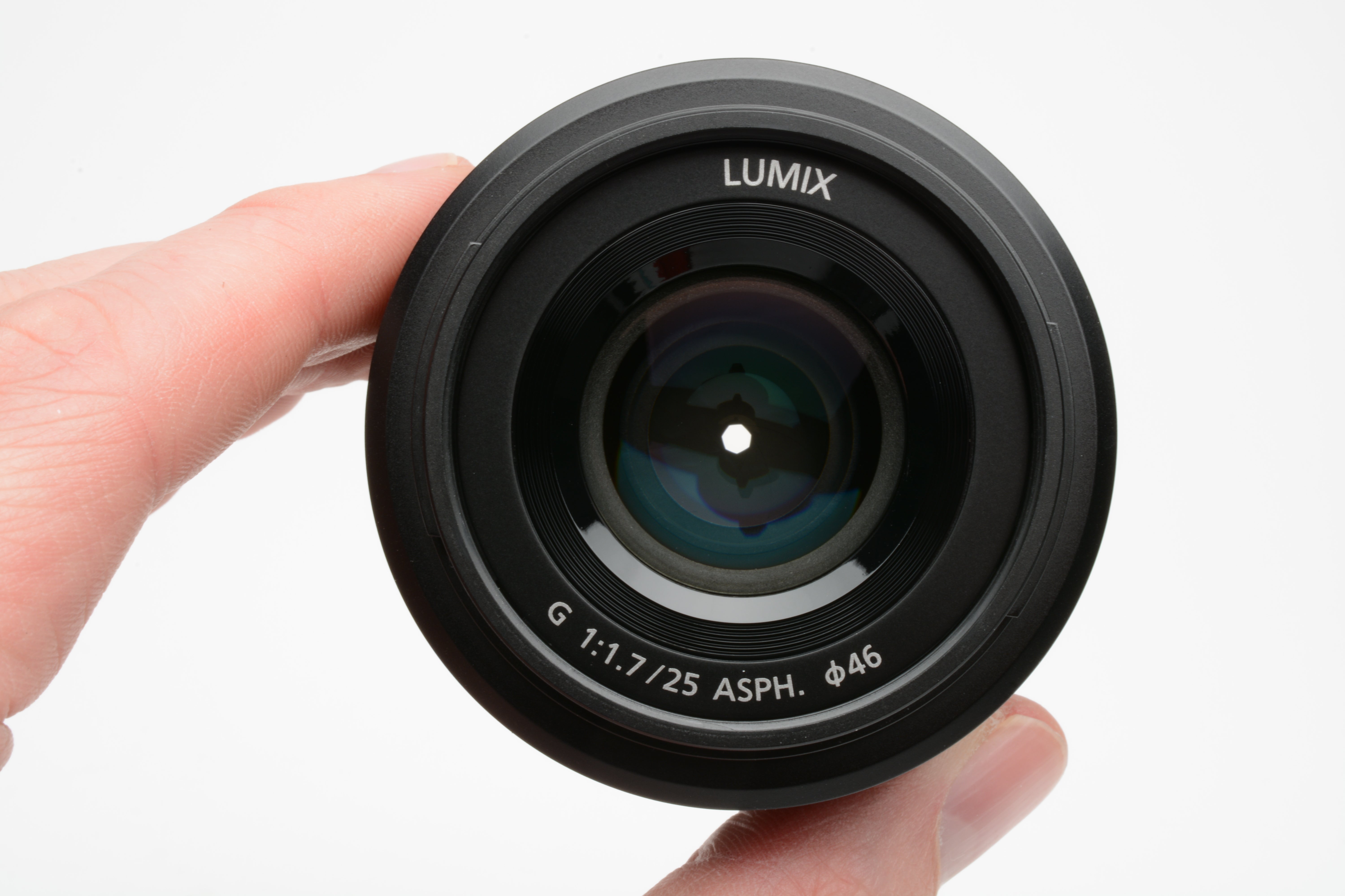 Panasonic Lumix G 25mm F1.7 Aspherical lens, H-H025, caps+hood