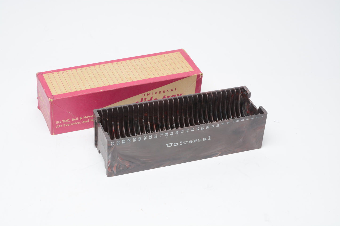3X Universal 35mm Slide Trays (30), Straight, Boxed, Marbled, Nice!