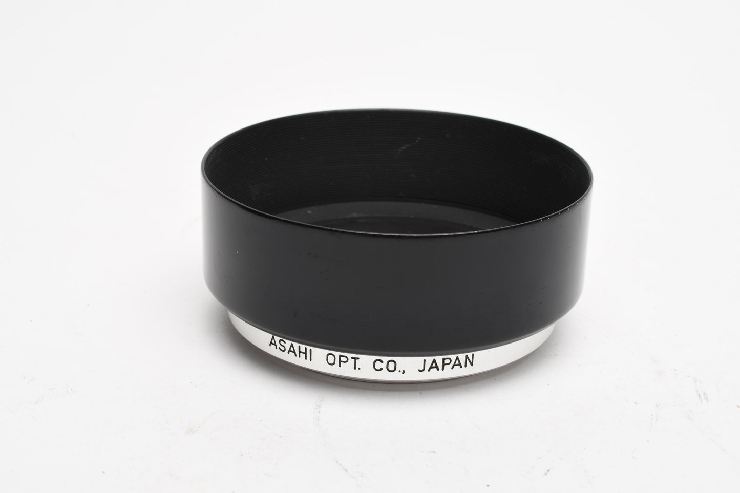 Asahi Pentax Plastic lens hood w/metal rim for 50mm lenses in case