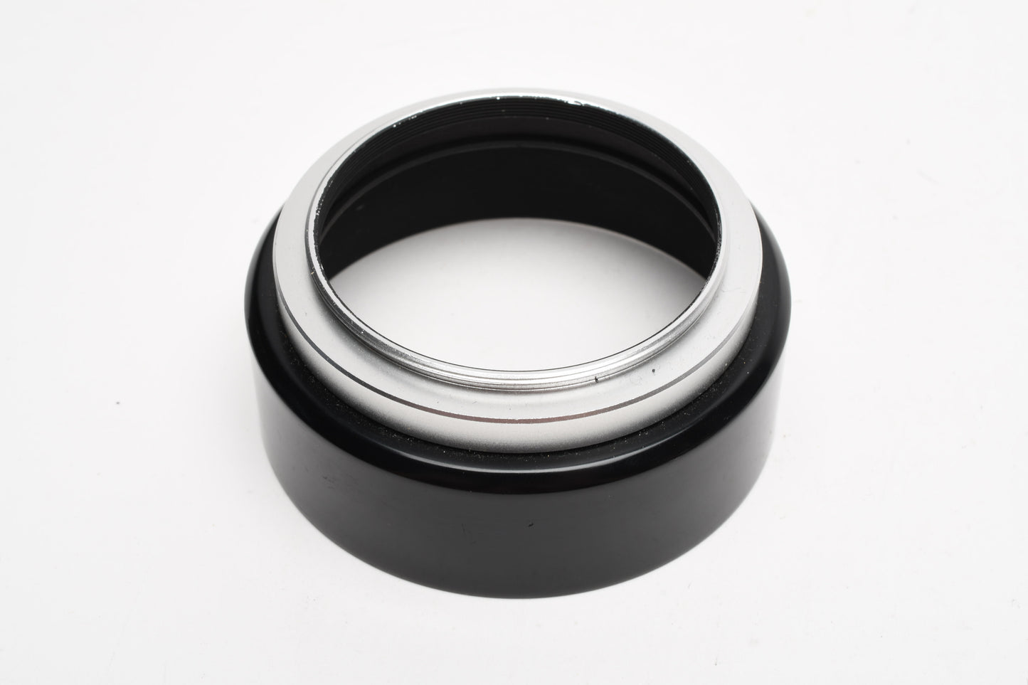 Asahi Pentax Plastic lens hood w/metal rim for 50mm lenses in case
