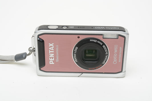 Pentax Optio W60 10MP Compact Waterproof Digital Point&Shoot Camera (Pink), Boxed