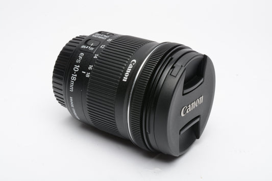 Canon EFS 10-18mm f4.5-5.6 IS STM Zoom Lens, w/Caps