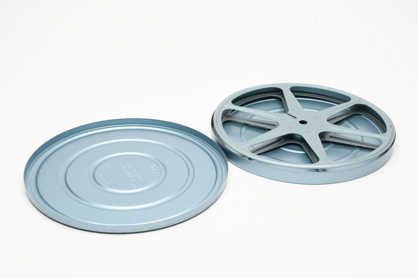 S8 Metal Movie Reel 400' w/Can, Blue, Clean