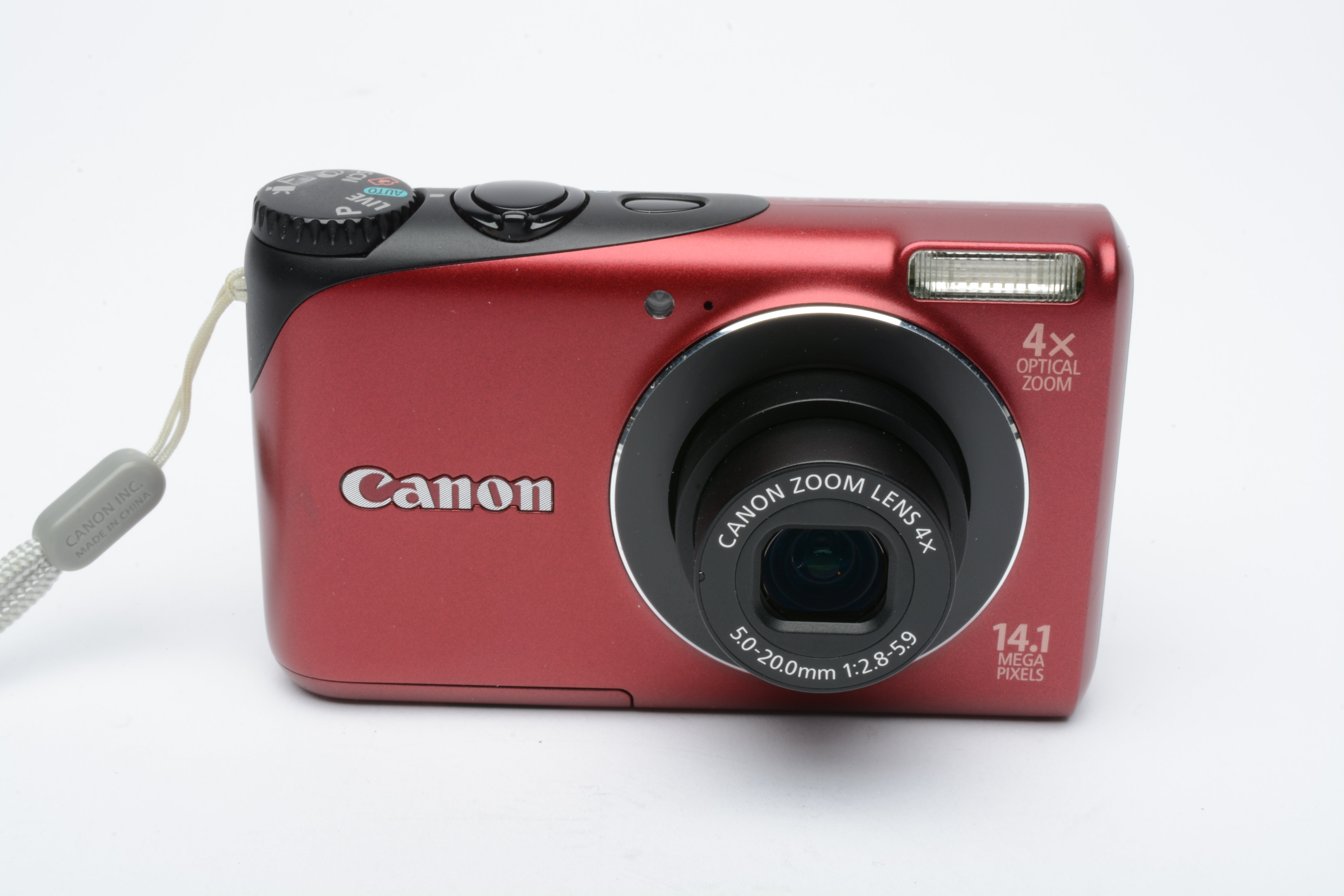 Canon Powershot A2200 14.1 MP Digital Point&Shoot Camera (Red),  Batt+charger+USB