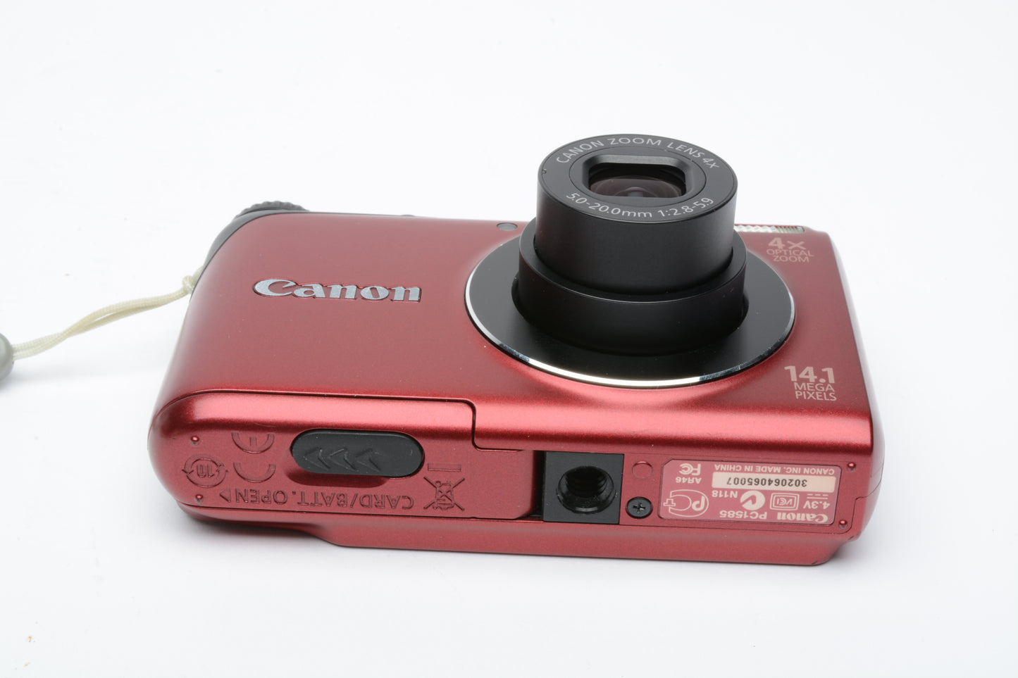 Canon Powershot A2200 14.1 MP Digital Point&Shoot Camera (Red), Batt+charger+USB