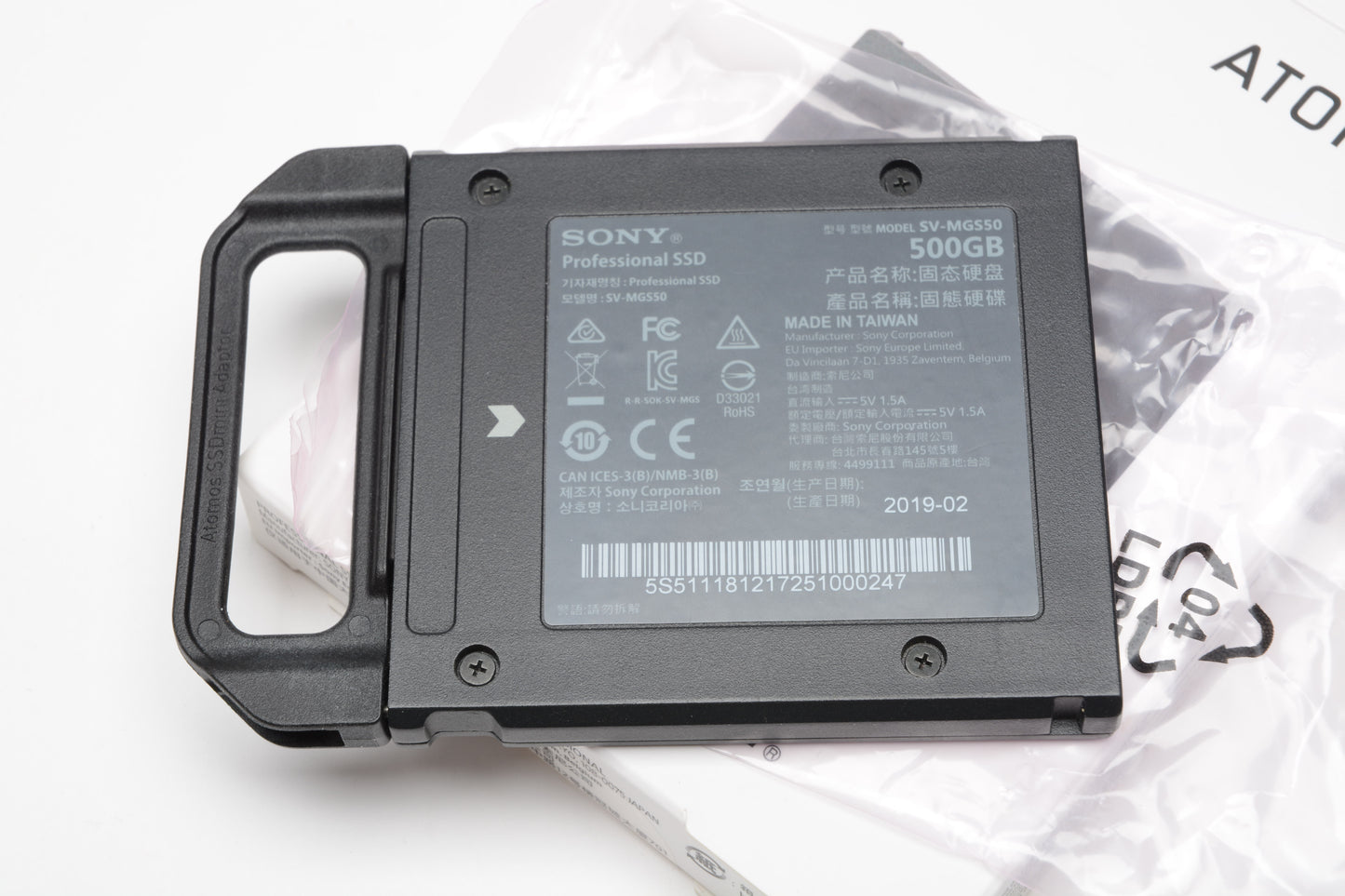Sony Atom X 500GB SSD Media SV-MGS50, w/Mini Adapter