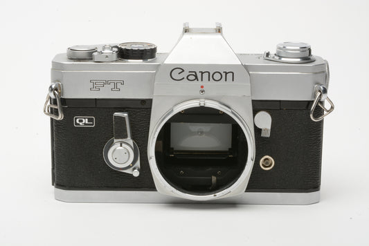 Canon FT QL 35mm SLR Body Only w/strap+manuals+cap+new seals