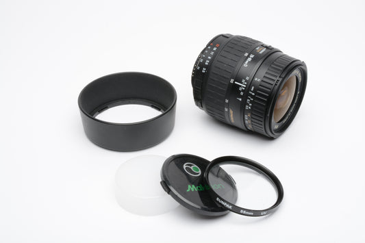 Sigma AF 28-80mm f3.5-5.6 macro zoom lens for Nikon AF mount +hood, caps +UV