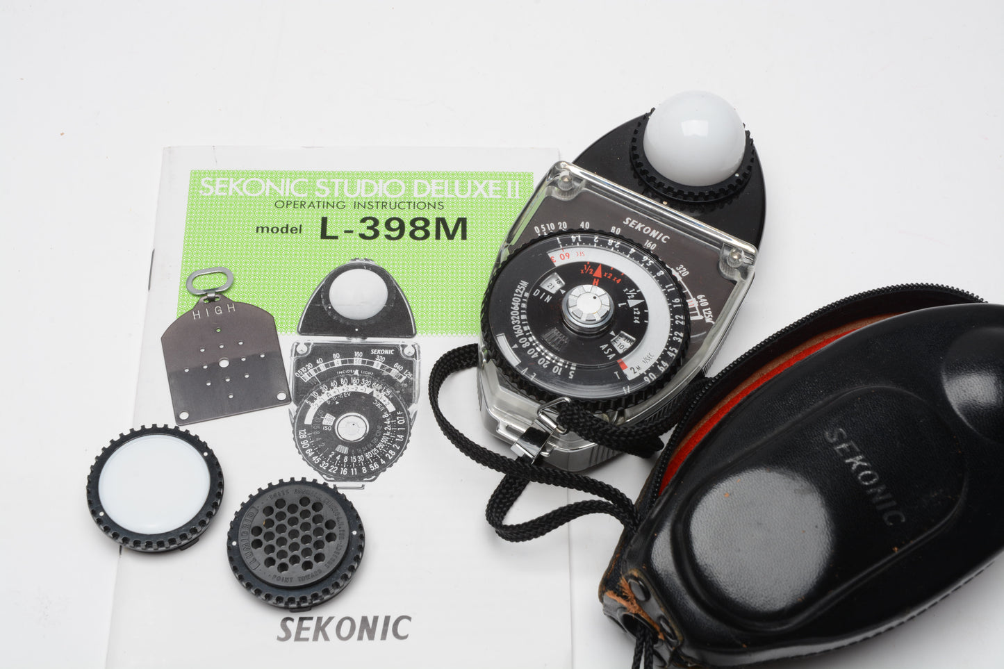 Sekonic L-398M Studio Deluxe II Ambient/Incident Light Meter, case+discs