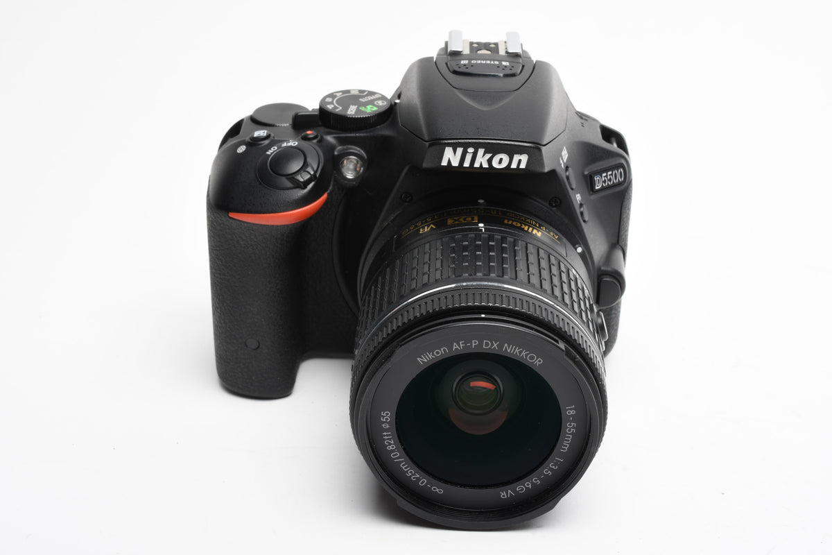 Nikon D5500 DSLR w/AF-P 18-55mm f3.5-5.6 VR, batt, charger 10,510 Acts!